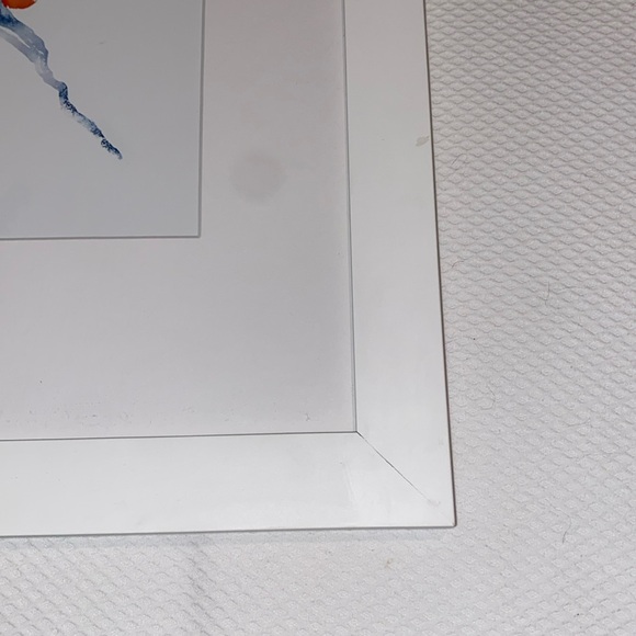 Blue Tree and Red Fox Print in White Wood Frame - Picture 3 of 3